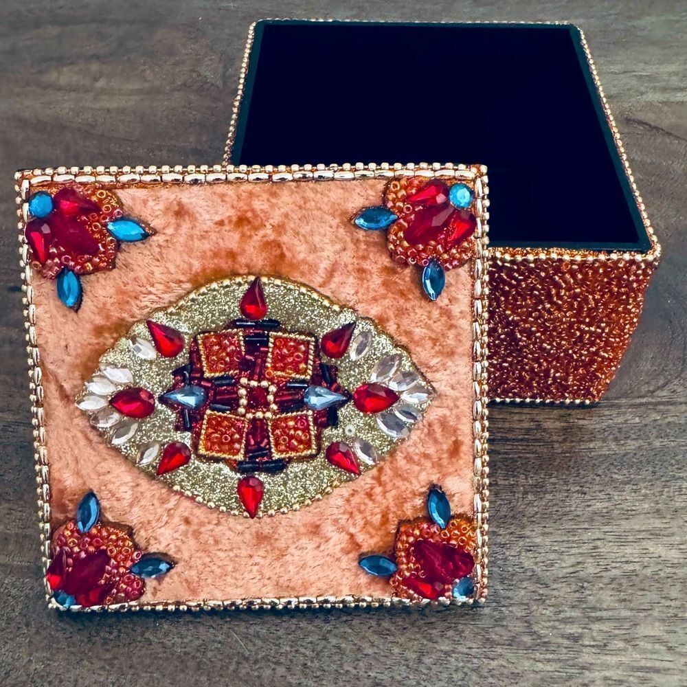 Boho Beaded Jeweled Trinket Jewelry Storage Box